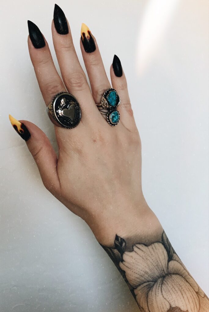 electric bones flame nails